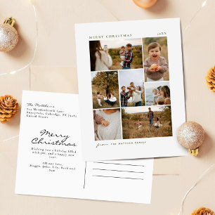 Minimalistische familiefotocollage Kerstmis Feestdagenkaart