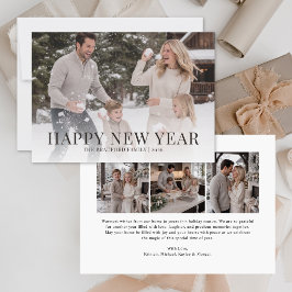 Minimalistische familiefotocollage nieuwjaar vakan feestdagenkaart