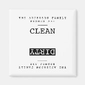 Minimalistische familienaam Clean Dirty Dishwasher Magneet (Voorkant)