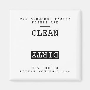 Minimalistische familienaam Clean Dirty Dishwasher Magneet