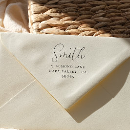 Minimalistische familienaam Kalligrafie Retouradre Rubberstempel