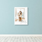 Minimalistische familienaam script aangepaste foto canvas afdruk (Insitu (Houten vloer))