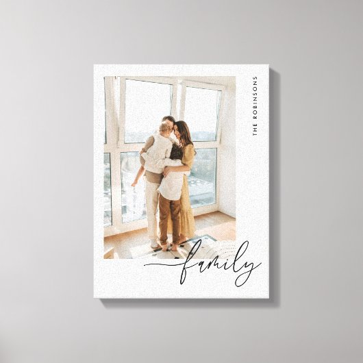 Minimalistische familienaam script aangepaste foto canvas afdruk (Voorkant)