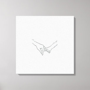 Minimalistische Family Hand Holding Art – One Line Canvas Afdruk