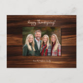 Minimalistische Family Photo Wood Casual Script Feestdagenkaart (Voorkant)