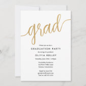 Minimalistische Faux Gold Foil Script Graduparty Kaart (Voorkant)