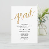 Minimalistische Faux Gold Foil Script Graduparty Kaart (Staand voorkant)