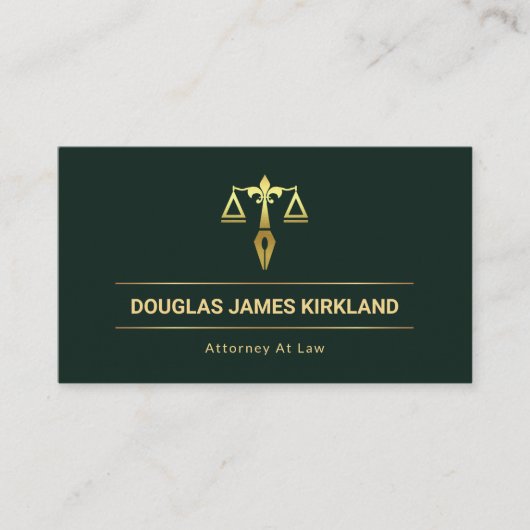 Minimalistische Faux Gold Lines Scales of Justice Visitekaartje (Voorkant)