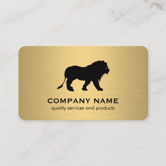 Minimalistische Faux Gold Metallic / Lion Icon Visitekaartje (Voorkant)