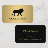 Minimalistische Faux Gold Metallic / Lion Icon Visitekaartje (Voorkant / Achterkant)