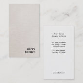 Minimalistische Faux Linen Simple Modern Visitekaartje (Voorkant / Achterkant)