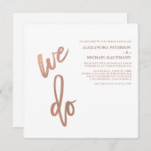 Minimalistische Faux Roos Gold Typography Wedding Kaart (Voorkant / Achterkant)