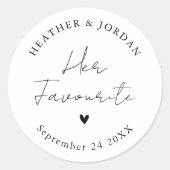 Minimalistische favoriete huwijstparty geschenken ronde sticker (Voorkant)