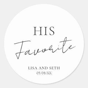 Minimalistische Favoriete Klassieke Bruiloft Ronde Sticker