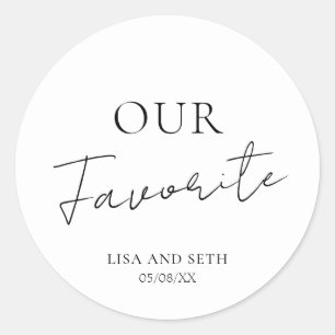 Minimalistische Favoriete Klassieke Bruiloft Ronde Sticker