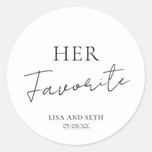 Minimalistische Favoriete Klassieke Bruiloft Ronde Sticker