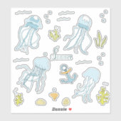 Minimalistische Feestdagen bij cartoon Sticker zee (Vel)