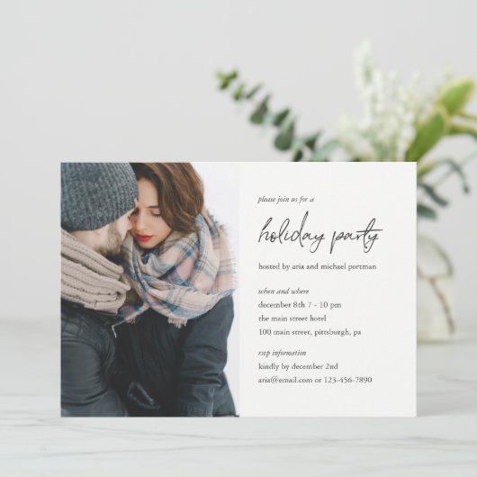 Minimalistische feestelijke fotouitnodiging kaart (Staand voorkant)