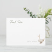 Minimalistische feestgans verjaardag plat bedankkaart (Staand voorkant)