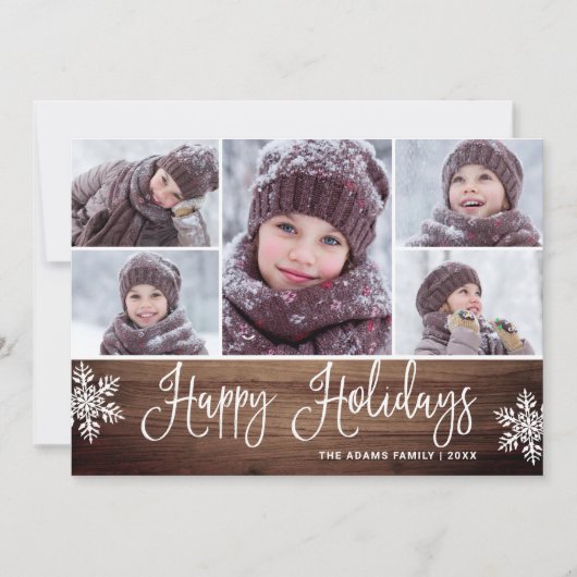 Minimalistische feestkerst met 5 foto's feestdagenkaart (Voorkant)