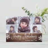 Minimalistische feestkerst met 5 foto's feestdagenkaart (Staand voorkant)