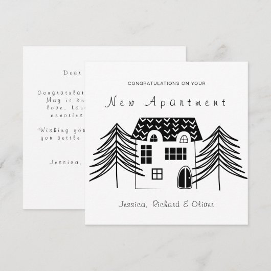 MINIMALISTISCHE FELICITATIES VOOR UW NIEUWE WONING FEESTDAGENKAART (Voorkant / Achterkant)