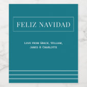 Minimalistische Feliz Navidad gepersonaliseerde Ke Wijn Etiket (Enkel label)