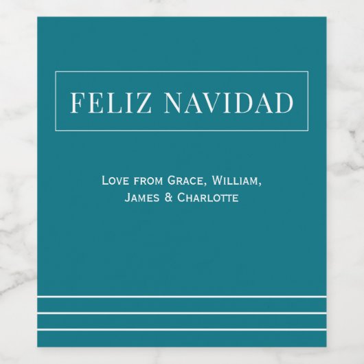Minimalistische Feliz Navidad gepersonaliseerde Ke Wijn Etiket (Enkel label)