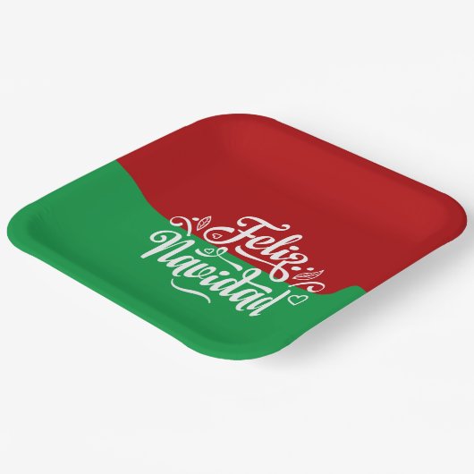 Minimalistische Feliz Navidad Spaanse kerst Papieren Bordje (Gebogen)