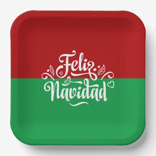 Minimalistische Feliz Navidad Spaanse kerst Papieren Bordje (Voorkant)