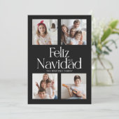 Minimalistische Feliz Navidad Zwart Witte Kaart (Staand voorkant)