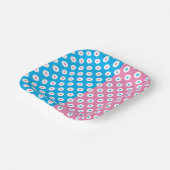 Minimalistische felroze, witte en blauwe Stippen Papieren Bordje (Gebogen)