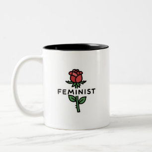 Minimalistische Feministische Roos Tweekleurige Ko Koffiemok