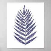 Minimalistische Fern Palm laat marineblauw Natuur Poster (Voorkant)