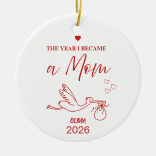Minimalistische Festieve Rode 'Het Jaar Dat Ik Moe Keramisch Ornament
