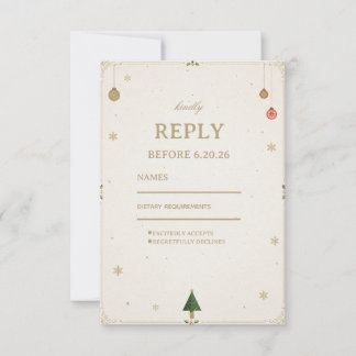 Minimalistische Festive Gouden Winter Eenvoud RSVP Kaartje