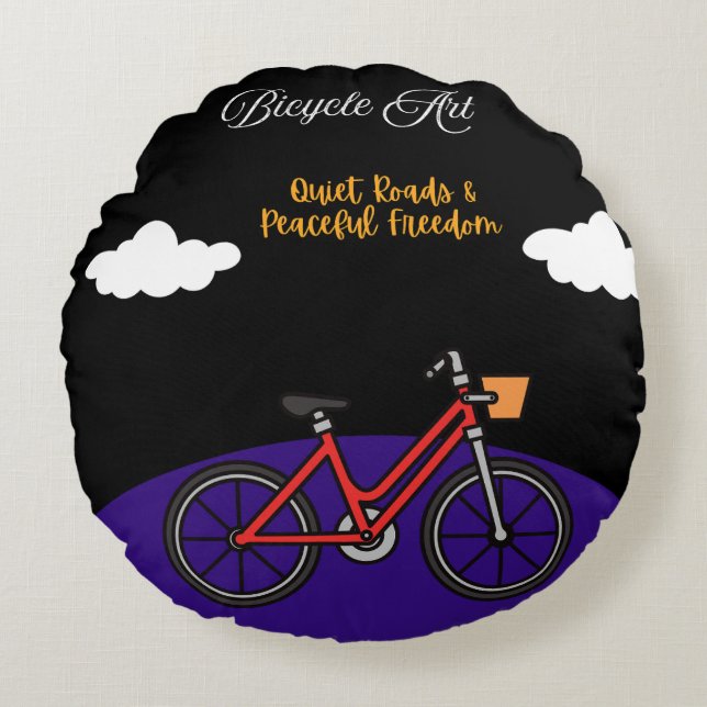 Minimalistische Fiets Kunst Design Rond Kussen (Voorkant)