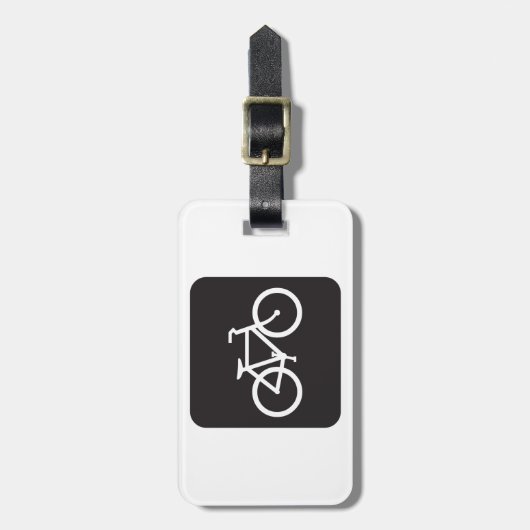 Minimalistische fiets zwart-wit fiets symbool bagagelabel (Voorkant verticaal)