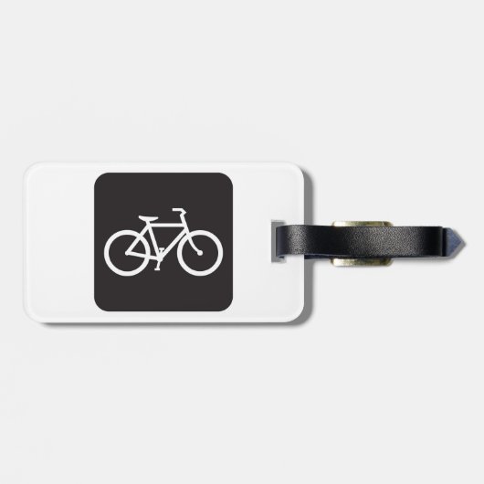 Minimalistische fiets zwart-wit fiets symbool bagagelabel (Achterkant horizontaal)