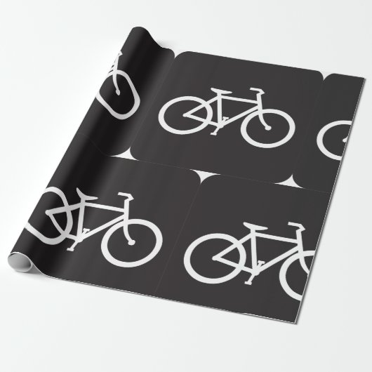 Minimalistische fiets zwart-wit fiets symbool cadeaupapier (Uitgerold)