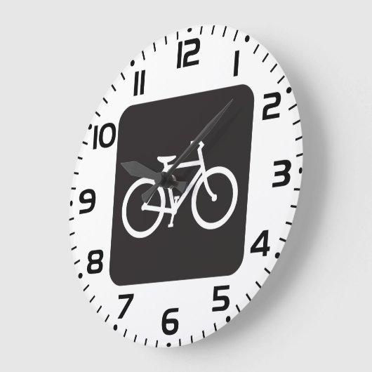 Minimalistische fiets zwart-wit fiets symbool grote klok (Hoek)