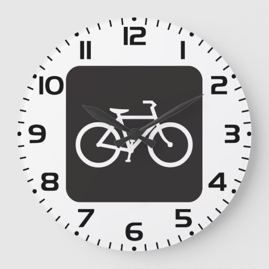 Minimalistische fiets zwart-wit fiets symbool grote klok (Voorkant)