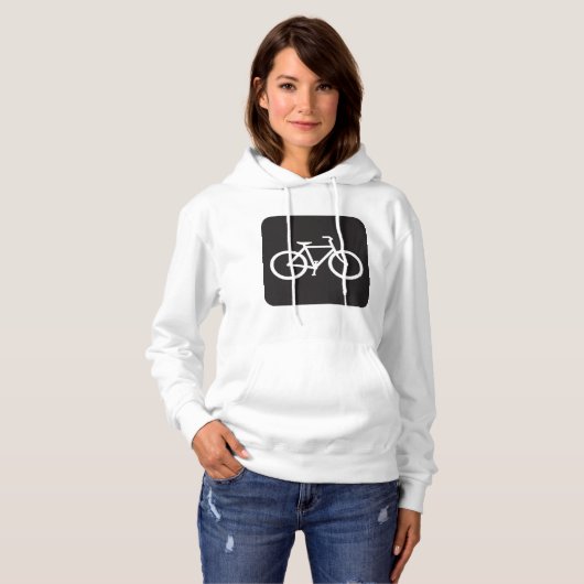 Minimalistische fiets zwart-wit fiets symbool hoodie (Voorkant volledig)