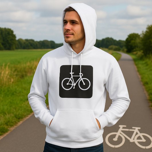 Minimalistische fiets zwart-wit fiets symbool hoodie