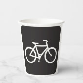 Minimalistische fiets zwart-wit fiets symbool papieren bekers (Voorkant)