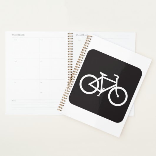 Minimalistische fiets zwart-wit fiets symbool planner (Display)
