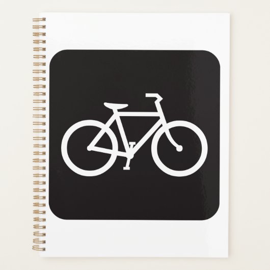 Minimalistische fiets zwart-wit fiets symbool planner (Voorkant)