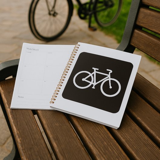 Minimalistische fiets zwart-wit fiets symbool planner