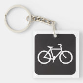 Minimalistische fiets zwart-wit fiets symbool sleutelhanger (Voorkant)