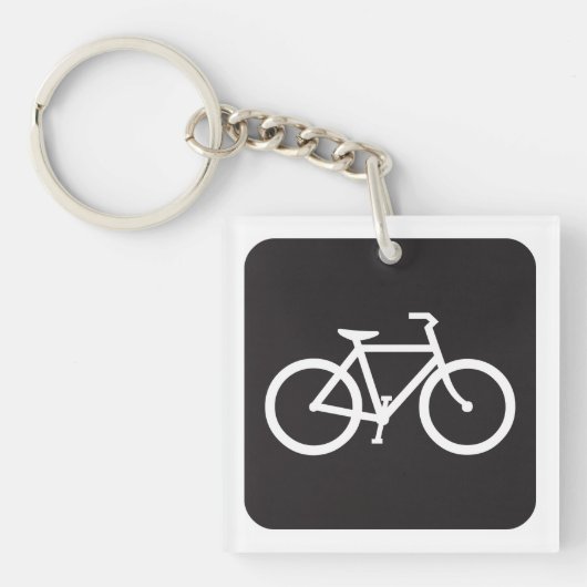 Minimalistische fiets zwart-wit fiets symbool sleutelhanger (Voorkant)